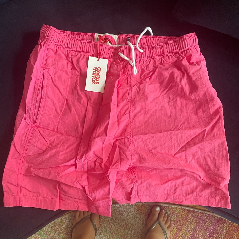 Solid & Striped Men’s Swimming Trunks, Fuschia, Size M